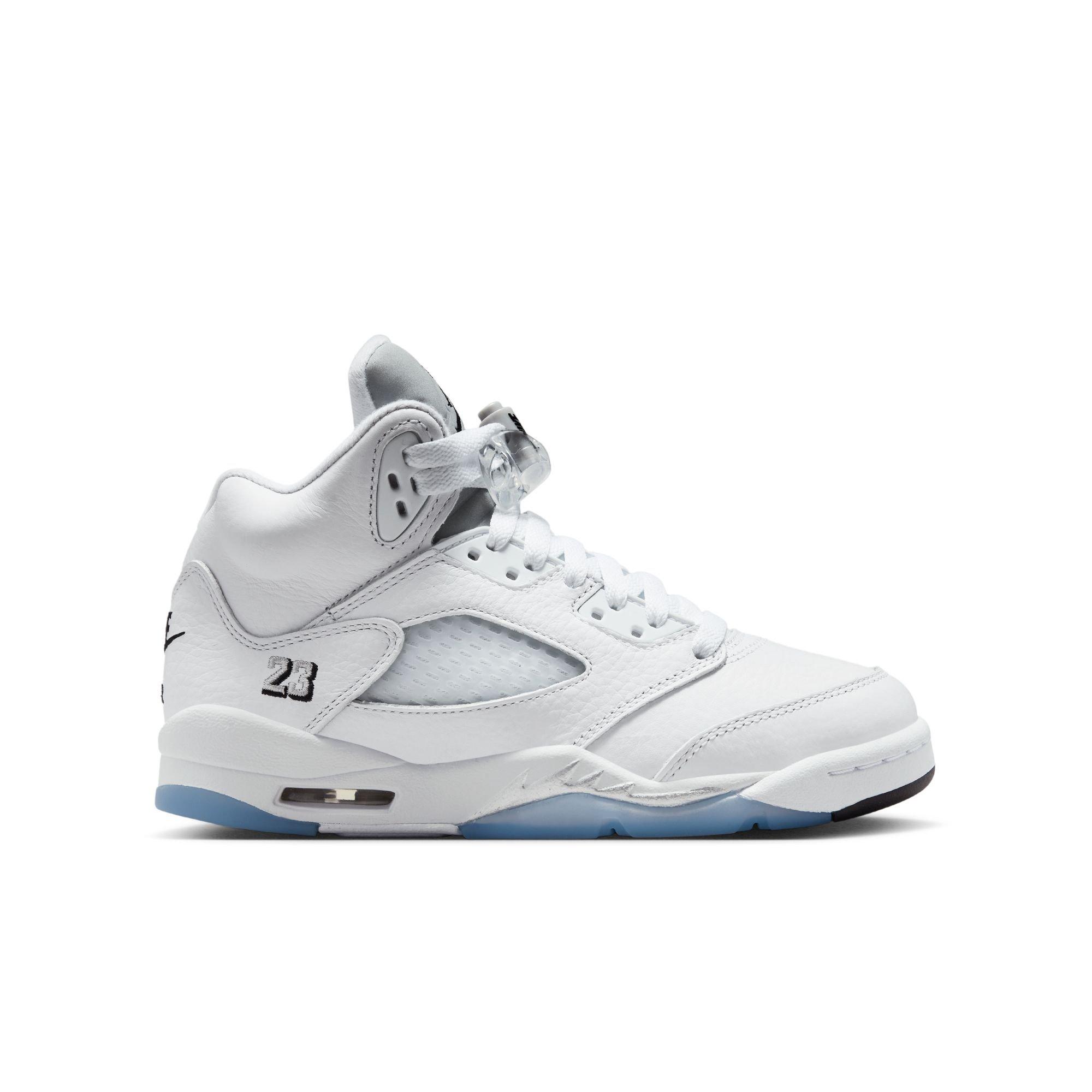 Jordan 5 Retro &ldquo;White Metallic&rdquo; Grade School Kids' Shoe - WHITE/BLACK/METALLIC SILVER